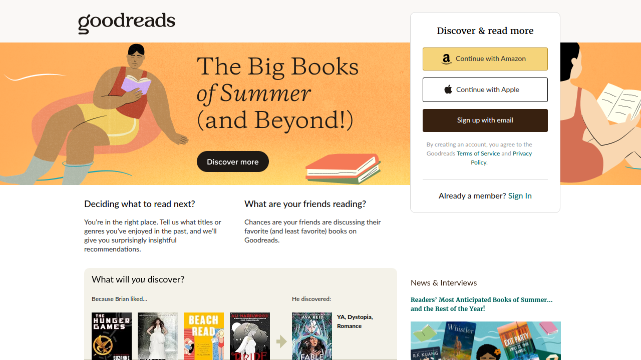 The Goodreads Choice Awards page, showcasing a popular platform where readers discover and vote for their favorite books, often featured in curated reviews.