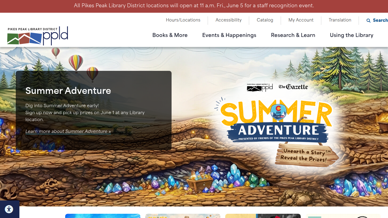 The Pikes Peak Library District website, a resource for book reviews and recommendations for young adults and tweens.