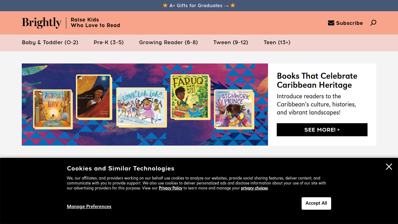 The Read Brightly website, offering resources and recommendations for children's and young adult books.